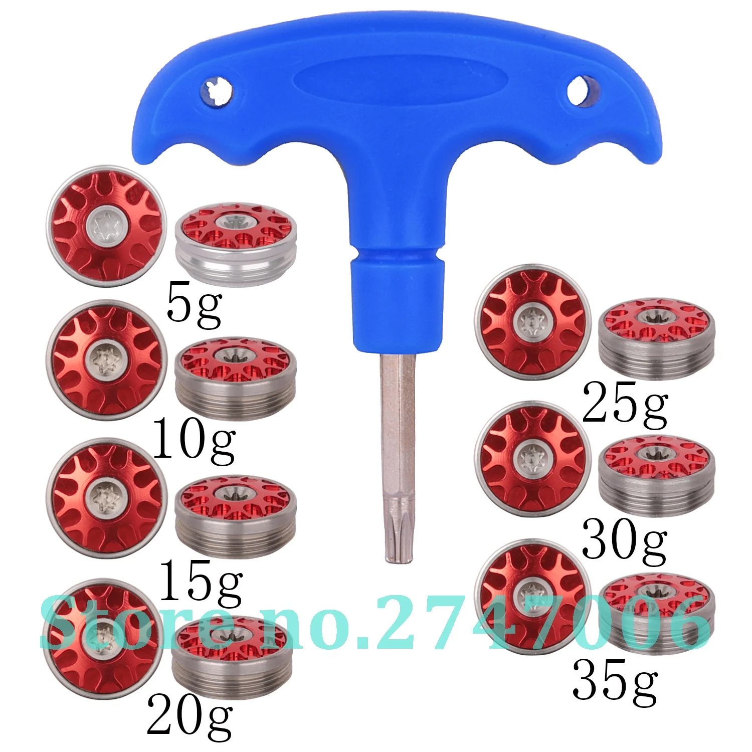 2pcs Red Golf Weights for Stroke lab, O Works Putters 5g/10g/15g/20g