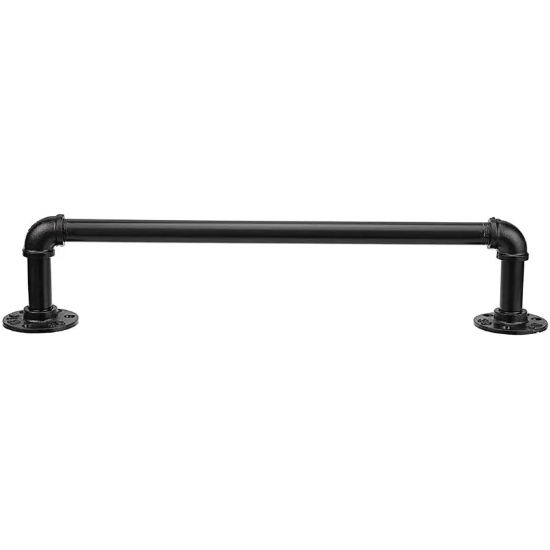 

HOT Vintage Industrial Pipe Towel Holder Wall Mounted Metal Towel Rack Bar Bathroom Hanging Hanger Accessories Black