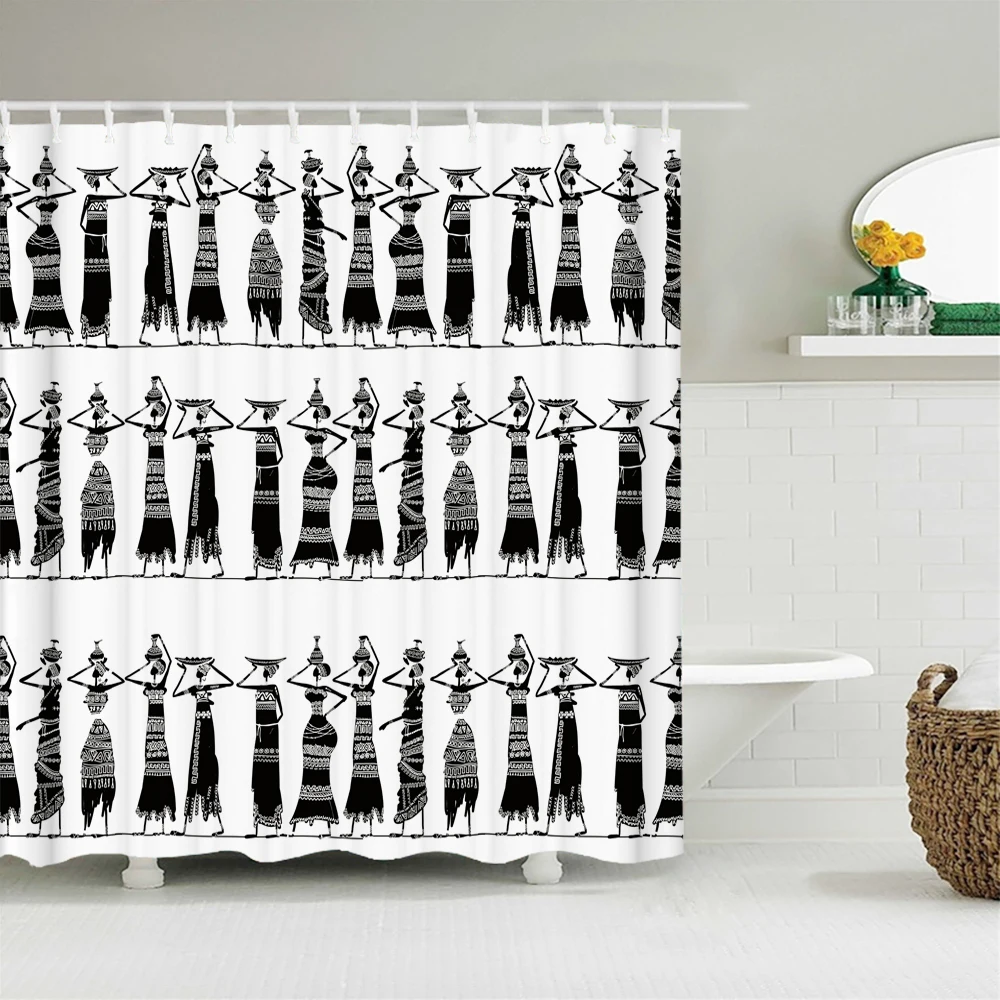 African Culture Shower Curtain Decor For Bathroom Polyester Waterproof