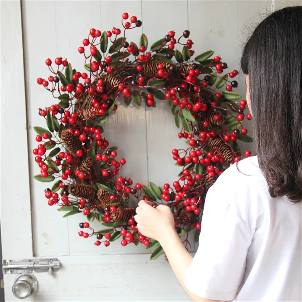 Рождественский венок-украшение для модного орнамента декоративное украшение для дверей гирлянда Рождественский подарок цветочный венок Guirnalda Navidad