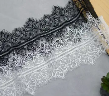 

6 Meters/Lot Quality Black White Exquisite Eyelash Lace Width 14 CM Handmade DIY, Clothing Accessories, Dress Curtain Material