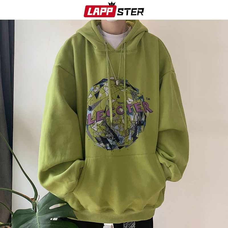 LAPPSTER мужские флисовые толстовки с капюшоном в стиле Харадзюку, коллекция, мужские негабаритные японские толстовки с капюшоном, мужские корейские модные серые толстовки с капюшоном