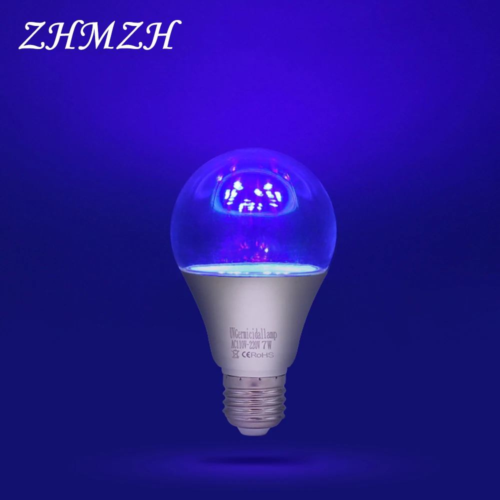 E27 LED UVA Sterilizing Lamp Bulb AC110-220V Ozone Free UV Desinfection Lamp Ultraviolet LED Light 5W 7W Germicidal Lamp