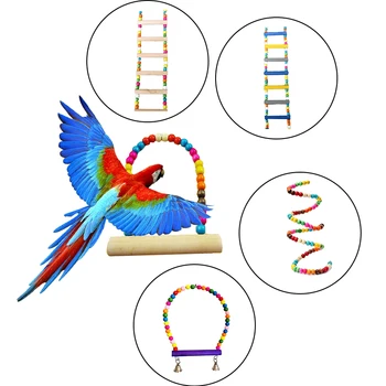 

Parrot Toys Suspension Hanging Bridge Chain Pet Bird Parrot Chew Toys Bird Cage Toys for Parrots Birds Colorful Home Decoration