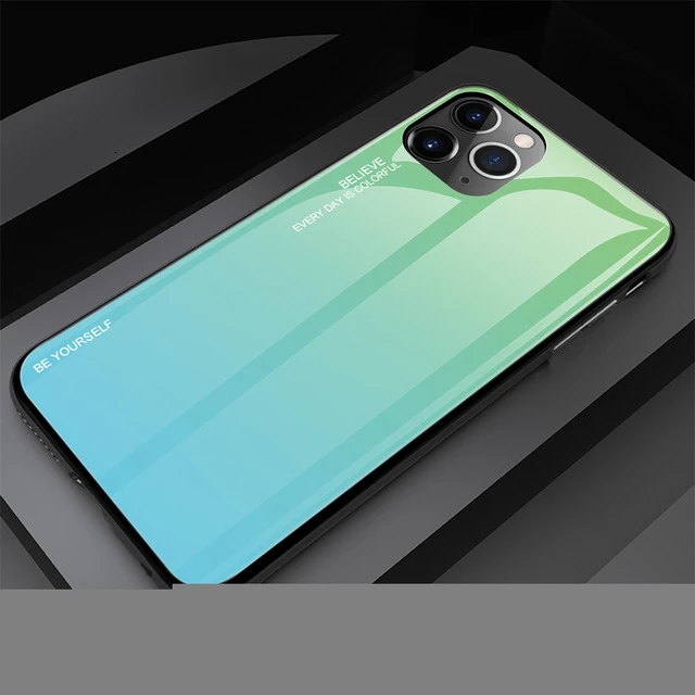 Градиентный чехол для телефона из закаленного стекла для Apple iPhone 11 Pro Max X XS XR 8 7 Plus 6 6S силиконовый мягкий край бампер 1000 шт - Цвет: 07