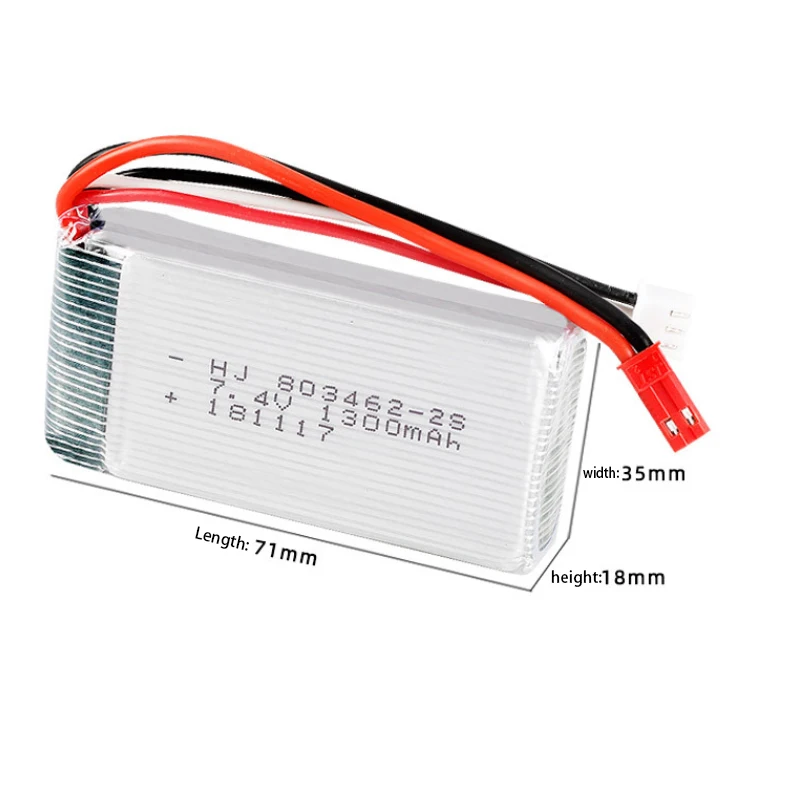 Batterie Lipo 7.4V 1300mAh 2S 25C pour Drone Avion RC - Lot de 2