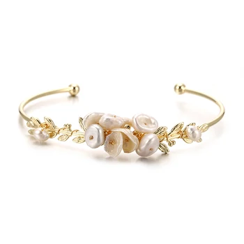 

Original Handmade 14K Gold Baroque Natural Freshwater Pearl Ladies Bangle Jewelry For Women Birthday Gift Hot Sell