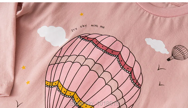 Хлопковая Футболка детская майка с длинными рукавами одежда для маленьких девочек Bebe/детская футболка розовые топы, футболки, блузки для девочек с воздушным шаром