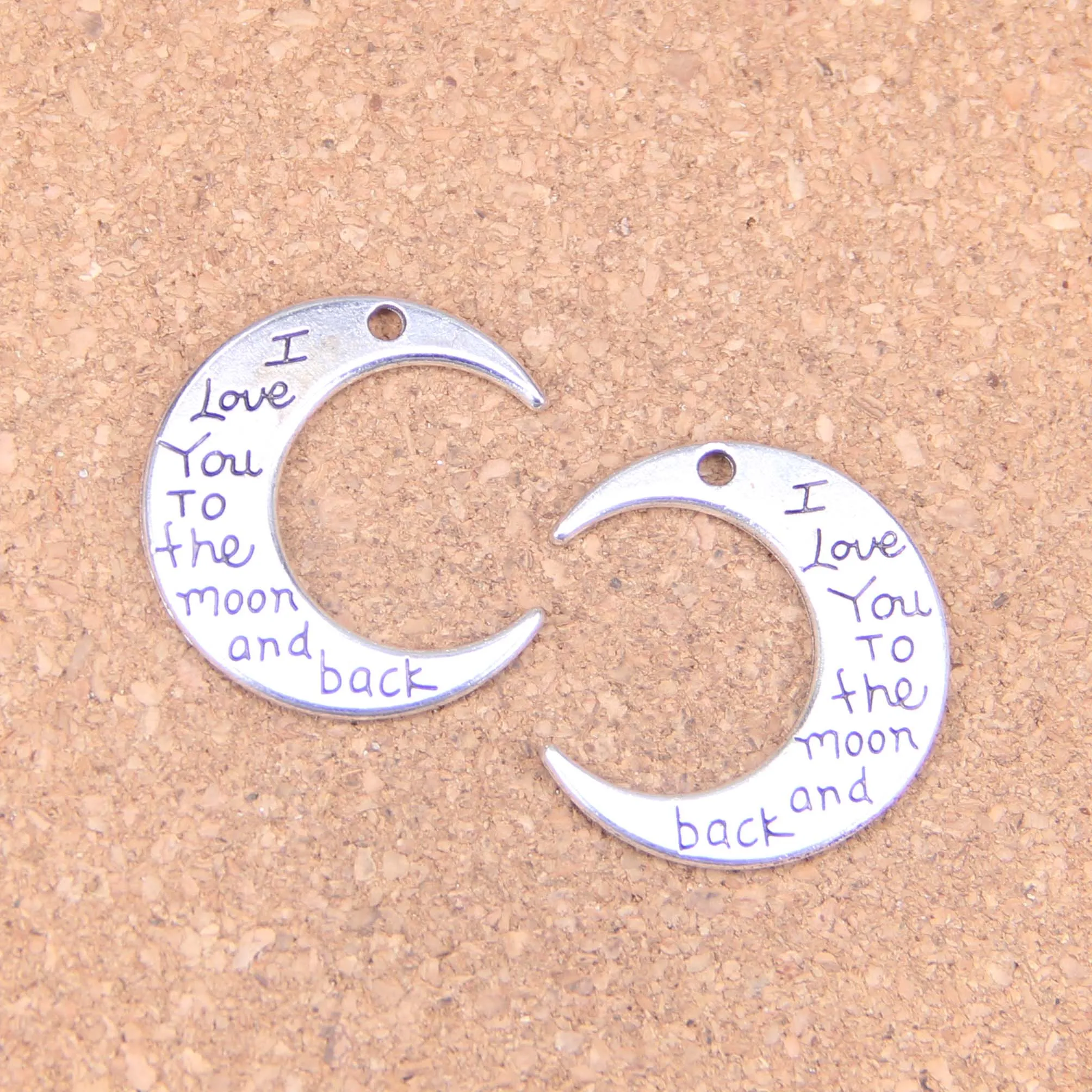 40pcs Charms For Jewelry Making I Love You To the moon and back 29x27mm Antique Silver Plated Pendants DIY Bracelet Necklace | Украшения и