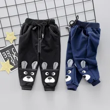 Новые стильные весенние штаны из чистого хлопка с рисунком для мальчиков и девочек повседневные штаны в Корейском стиле для малышей 0-4 лет