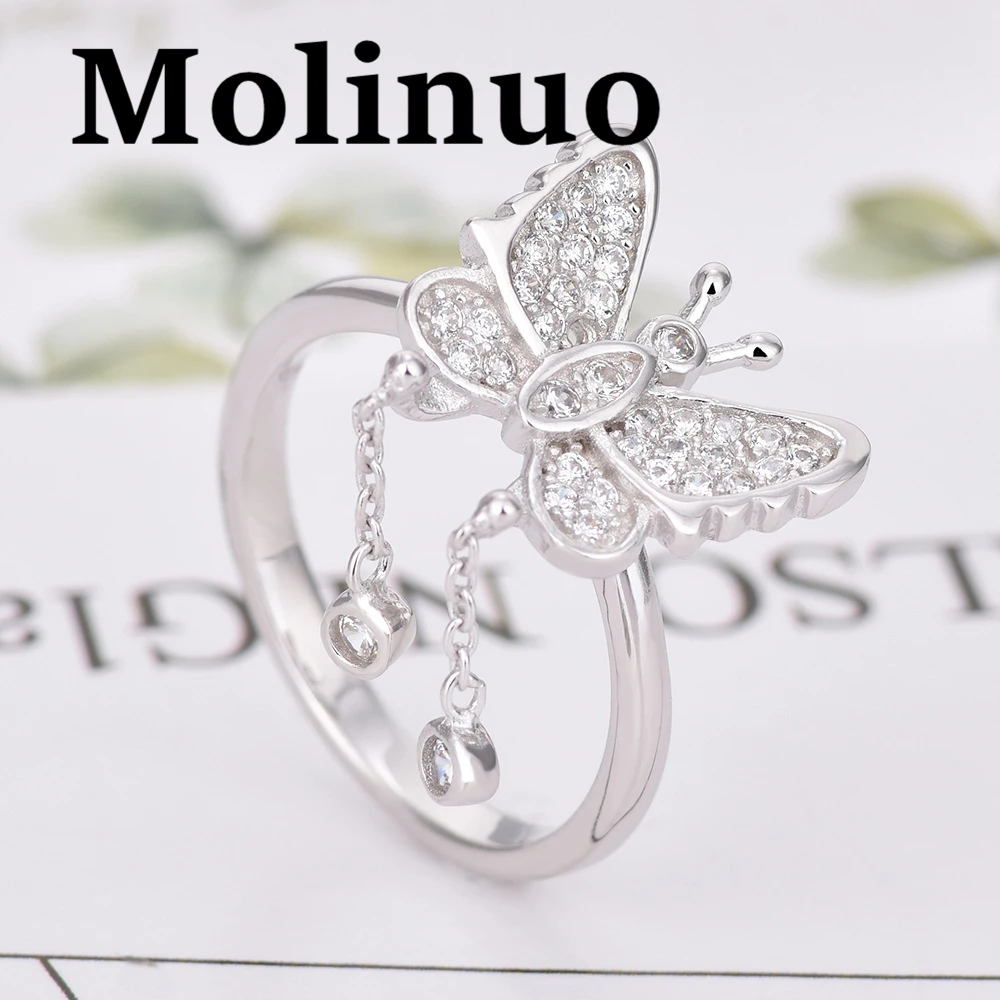 Molinuo, новинка, модное темпераментное женское кольцо с бабочкой, покрытое медным cz, свадебные кольца, ювелирные изделия, обручальное кольцо