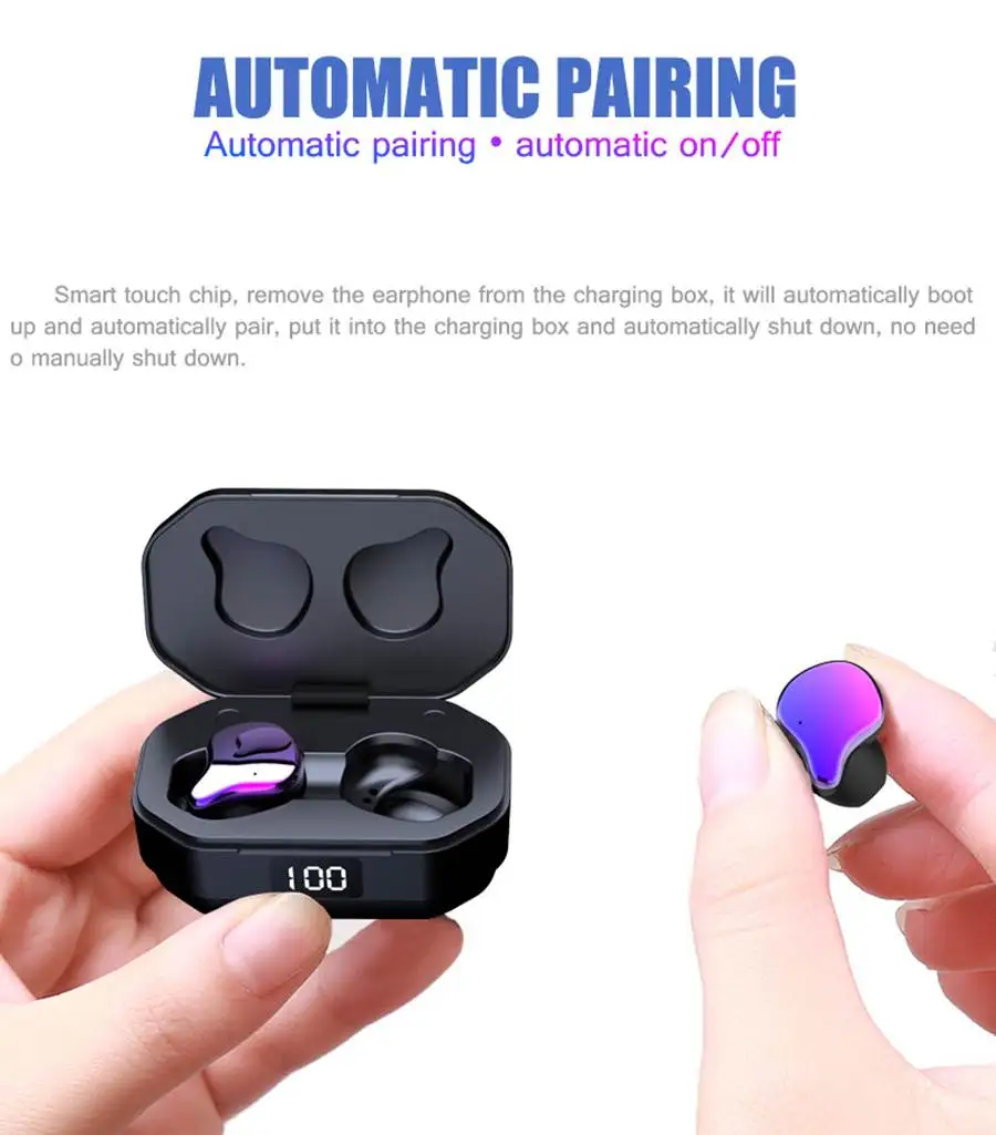 LEORY TWS Earphone Display Smart Touch bluetooth 5.0 Gradation Graphene HiFi Heavy Bass Stereo IPX7 Waterproof Earbus
