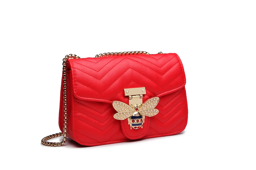 Сумка на плечо с цепочкой для женщин, женская сумка, женская сумка, роскошная сумка, новинка, дизайнерская, известный бренд, пчелиный металл, сумки-мессенджеры