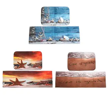

40*60cm/40*120cm Wooden Shell/Sea Star/ Beach Letters Carpet For Foyer/ Kitchen/ Bedroom Anti - Slip Bathroom Mat/Rug