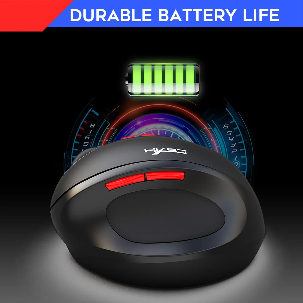 HXSJ 7D Gaming Vertical Mouse Ergonomic Right Thumb Groove Optical Mice 5 Positioning Buttons 2 DPI Switcher Mouse
