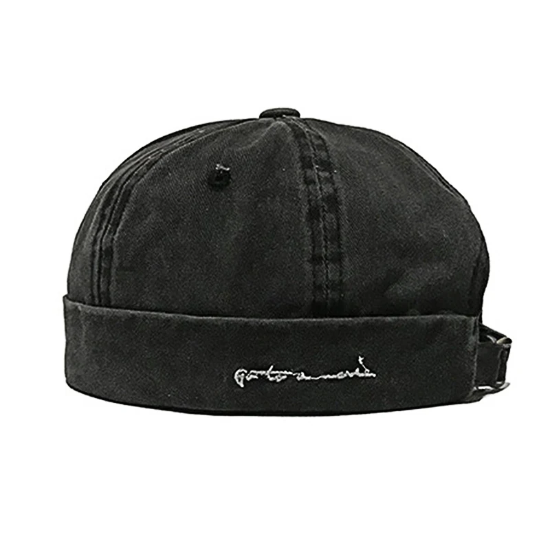 Черный JNKET Washed Fabric Men Women‘s Skullcap Sailor Cap Beanies Hat Retro Brimless Hat Hip Hop Cap Outdoor Sport Casual Pumpkin Hat - Цвет: Черный