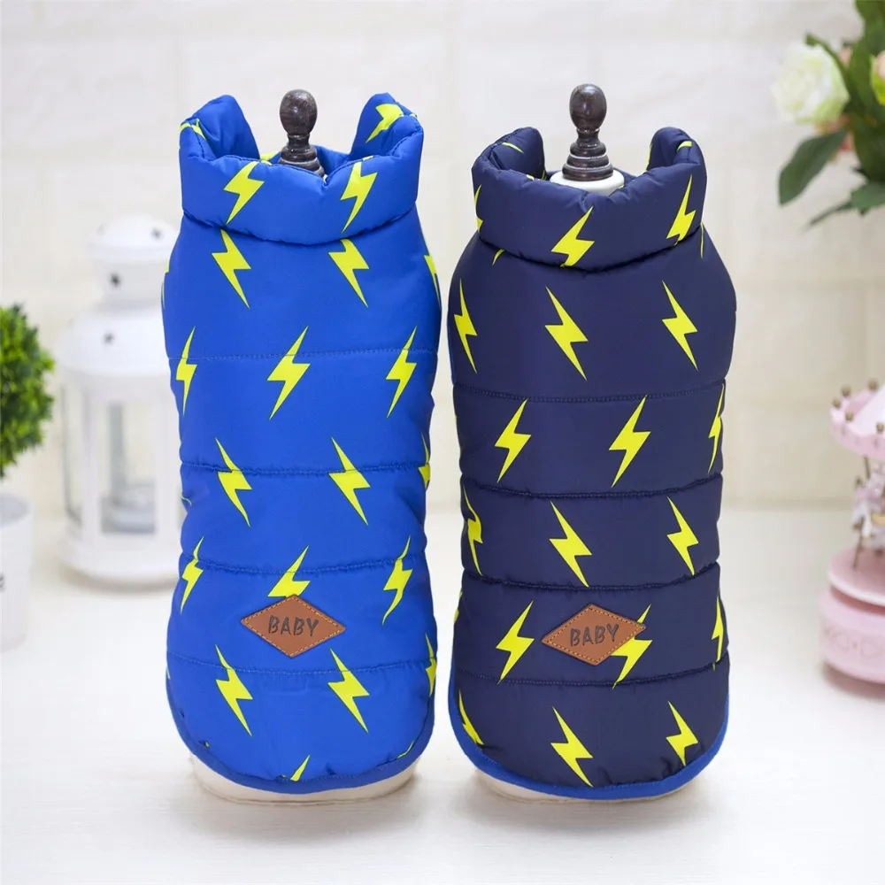 Thickness Pet Dog Cotton Vest Coat With lightning Pattern Two Color