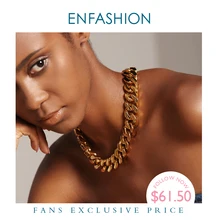 Enfashionビッグリンクチェーンチョーカーネックレス女性ゴールドカラーのステンレス鋼ステートメントネックレスketting男性ジュエリーPM3014(China)