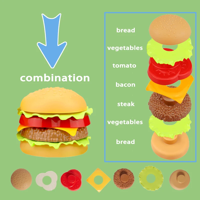 Children Simulation Kitchen Food Toys Pretend Play Hamburger Hotdog French Fries