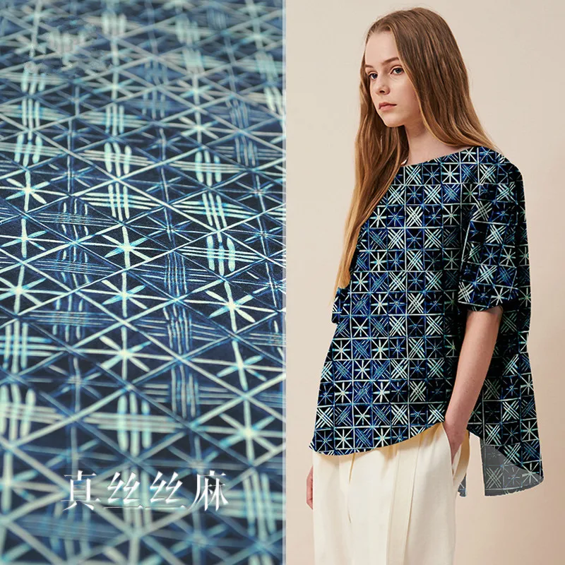 

Floral plaid fabric natural silk linen blend fabric silk linen fashion fabric retro 135cm wide 35mm noble