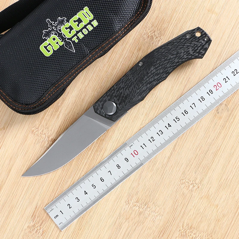 Складной нож Green thorn m390 лезвие с подшипником + углеродное волокно 3D Ручка походный