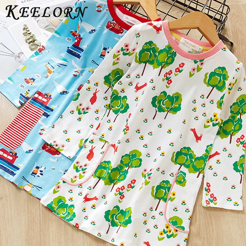 

Keelorn Girls Dress 2019 autumn winter girls clothes New bird pattern print long sleeve princess dress baby girls dress