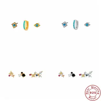 

Aide S925 Sterling Silver Stud Earrings Shiny Bling Zircon Earring For Women Ladies Graduation Gift INS Korea 2020 Fine Jewelry