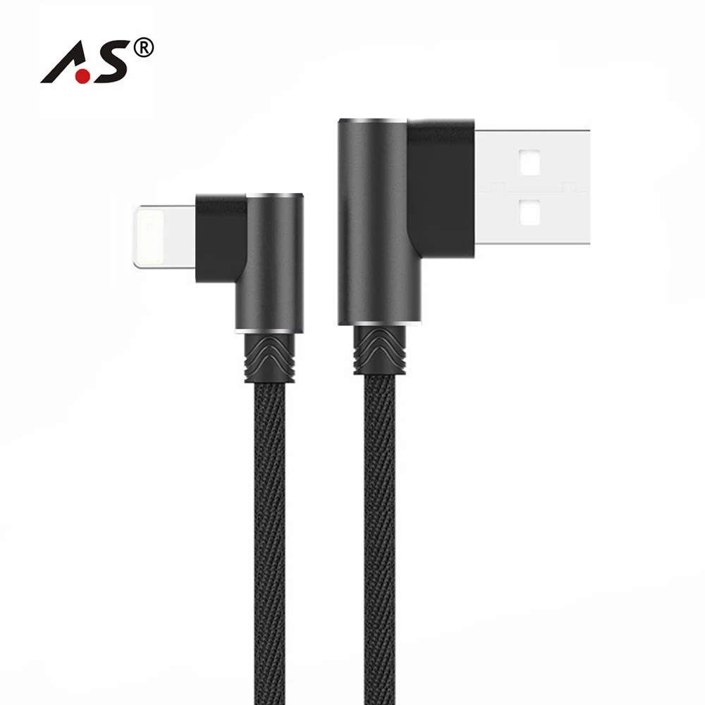 A.S 90 градусов USB кабель для iPhone X 6 S 7 8 Быстрая зарядка iPad зарядное устройство L Тип
