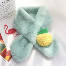 Kawaii/милый зимний плюшевый шарф для мальчиков и девочек; Детский шарф с имитацией кроличьей шерсти; мягкие теплые шарфы