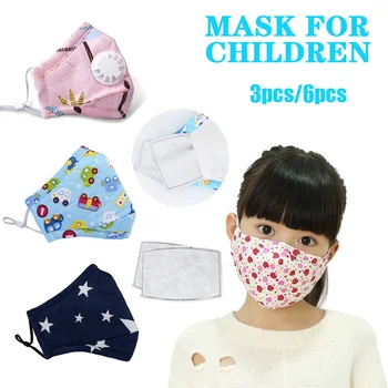 6 uds. Máscara de Niños de Anime Filtro de dibujos animados reutilizable cara boca máscaras algodón lavable Rosa negro tela adorable Kawaii máscara
