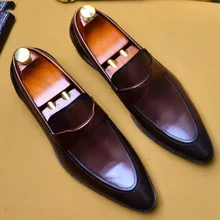 Luxury Men's Dress Shoes Pointed Toe Gentlemen Leather Shoes Trendy Business Style Slip On Men Leather Shoes US 11.5 Luxury Men's Dress Shoes Pointed Toe Gentlemen Leather Shoes Trendy Business Style Slip On Men Leather Shoes US 11.5