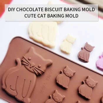 

Chocolate Silicone Mold for Ice Cubes Gelatine Baking Candy for Kitchen Cat Kitten Mold New