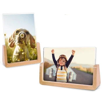 

4X6 Wood Photo Picture Frame 2 Pack - Rustic Wooden Picture Frame with Wood Base and Break Free Acrylic Covers