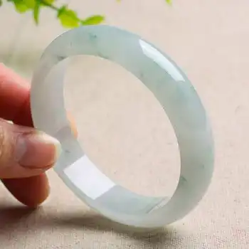 

Zheru Jewelry Natural Burmese Jadeite Light Green Blue Flower 54-62mm Bracelet Elegant Princess Jewelry Gift for Mom and Girlfri