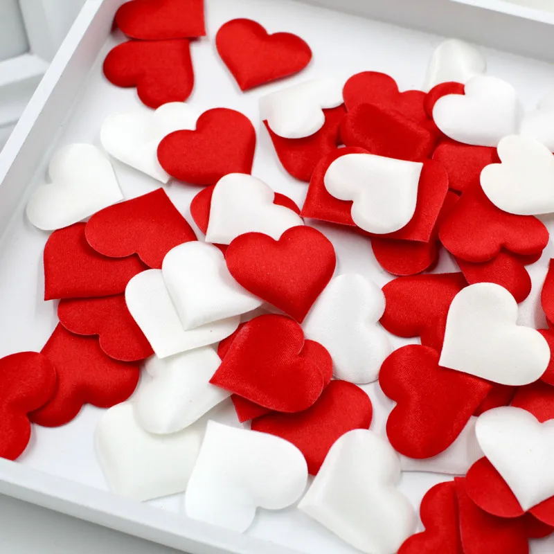 100 шт. 3 5 см DIY сердце свадебные украшения из лепестков сатина в форме сердца