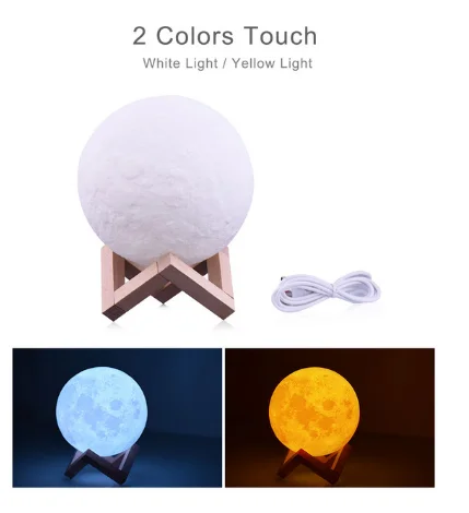 2 colors touch Светодиодный светильник с Луной, ночник, дистанционное управление освещением, лунный свет, USB Перезаряжаемый светодиодный настольный светильник для детей, для чтения, учебы - Цвет корпуса: 2 colors touch