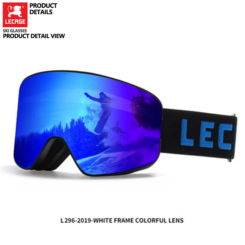 L296-C02 LECAGE очки горные лыжи Лыжные очки для детей от 5 до 15 лет, очки для сноуборда, зимние уличные защитные очки, ветрозащитная двойная противотуманная маска UV400 L296 - Цвет: L296-C02