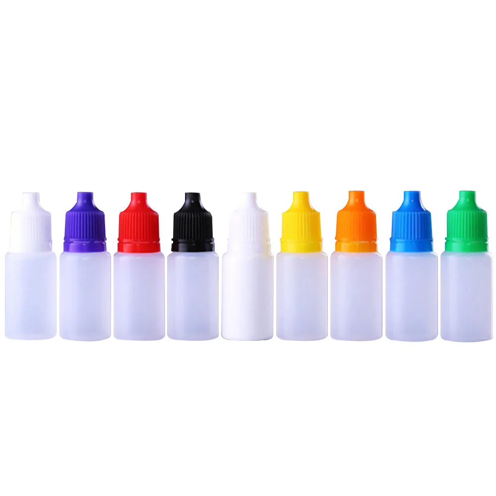 

10pcs/lot 5ml 10ml Eyes Drop Refillable Bottle Empty Plastic Squeezable Dropper Bottles Eye Liquid Dropper Sample Colorful Cap