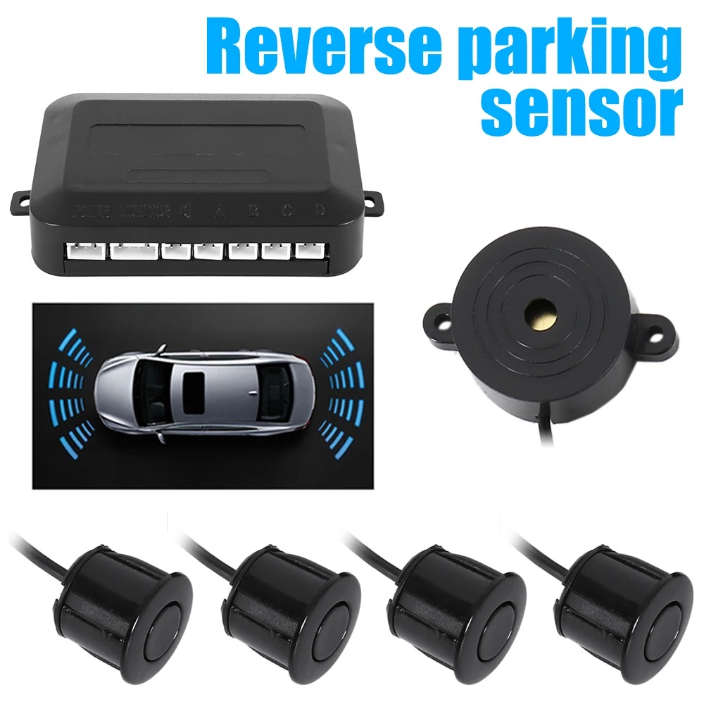  Car Parking Sensor with 4 Sensors Buzzer 22mm Kit Reverse Backup Radar Sound Alert Indicator Probe 