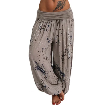 

Summer Beach Bohemian Pants Women High Waist Harem Pants Plus Size Vintage Loose Print Bloomers Floral Trousers Women