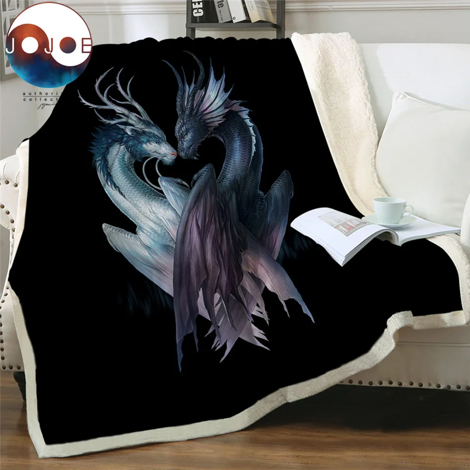 Бархатное плюшевое одеяло с драконами Yin and Yang от JoJoesArt|Одеяла| |