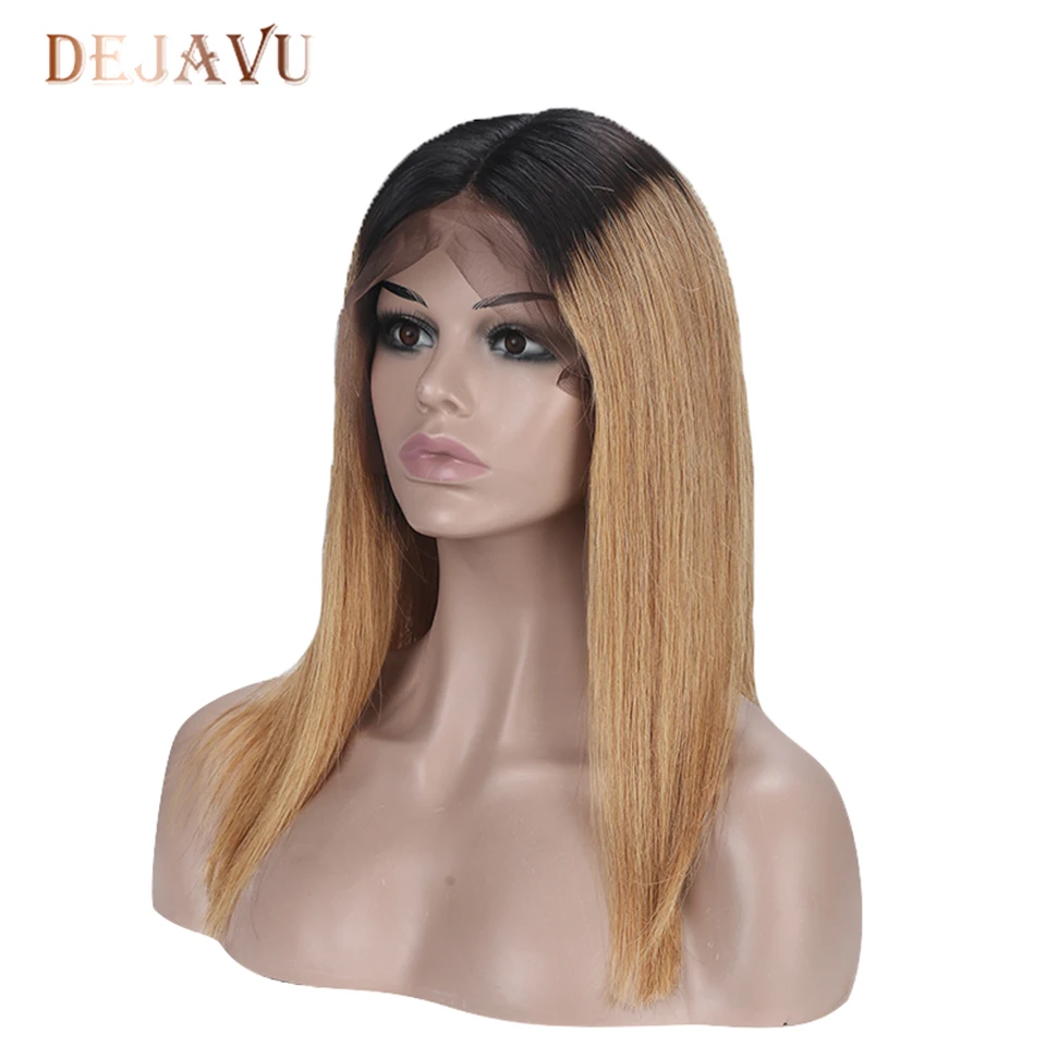 US $71.83 Dejavu Straight Ombre Lace Front Wig Remy Colored 134 Lace Front Wig 2 Tone Human Hair Wig Brazilian Straight Wig Human Hair