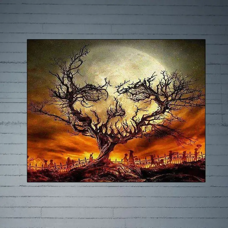 

Tree Scenery Frameless DIY Digital Oil Painting By Numbers Canvas Picture Art