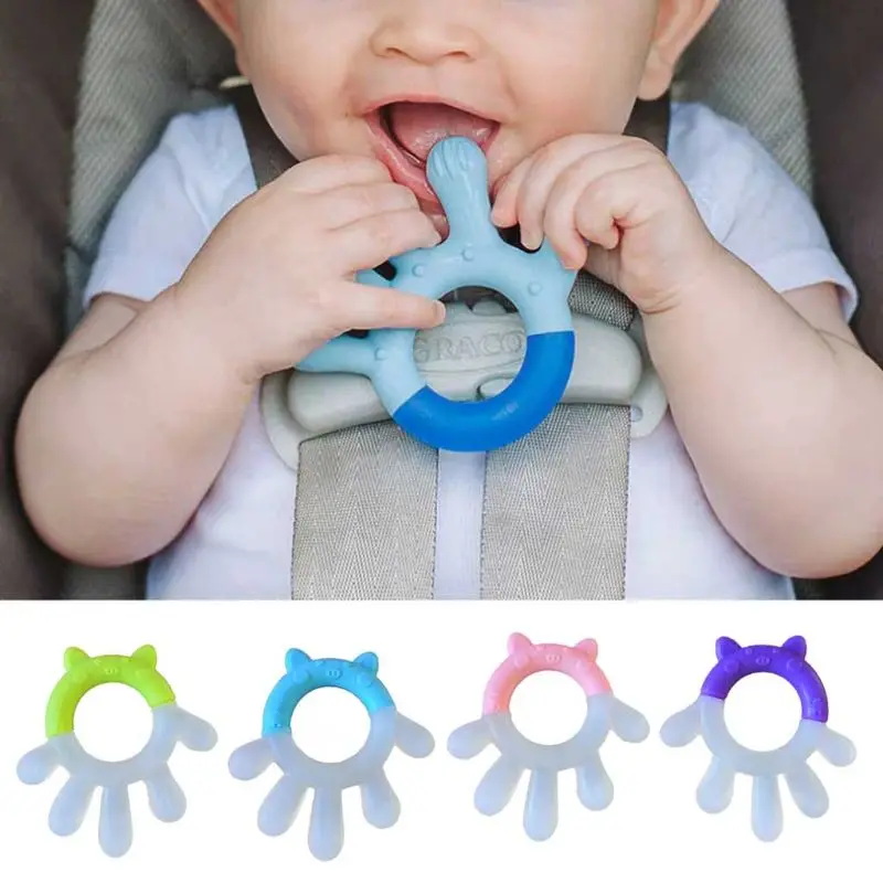 OOTDTY Teething Toys Silicone Baby Teether BPA Free Teething Ring Pain