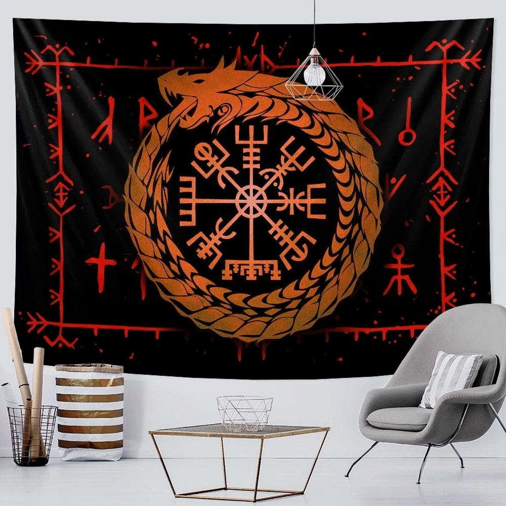 Viking mystical symbol tapestry home decoration tapestry psychedelic scene wall hanging Bohemian decoration crow sofa blanket tapestry decorations
