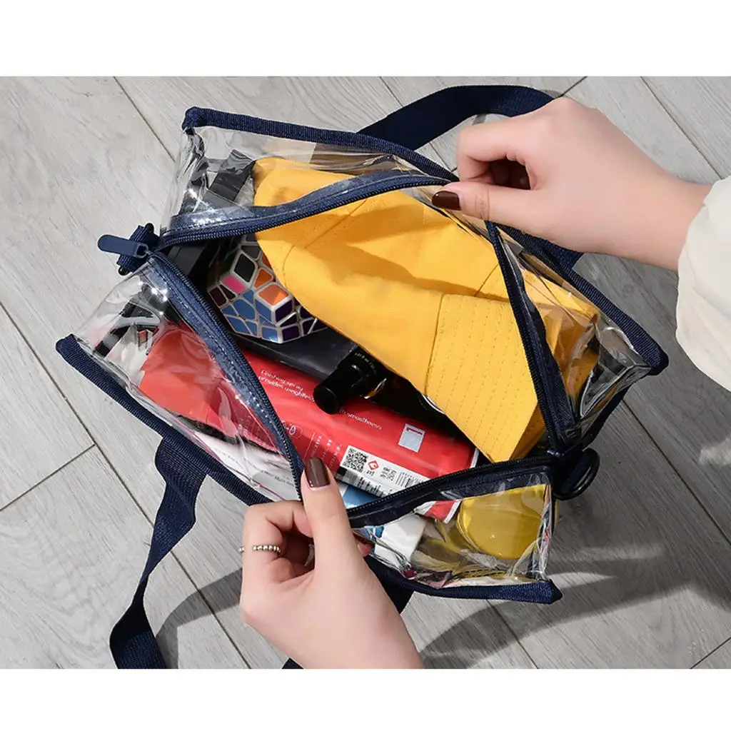 Women Water-proof PVC Clear Transparent Tote Bag Beach Makeup Bathing Wash Bag