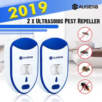 

2Pack AUGIENB Electronic Cat Ultrasonic Anti Mosquito Insect Repeller Rat Mouse Cockroach Pest Rejector Repellent EU US Plug