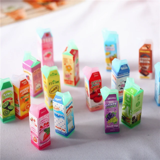 Cute 4Pcs Dollhouse Food 1:12 Scale Milk Carton Bottle Drink Cup Pretend Foods For 1/12 Miniature Doll House Kitchen Accessories 1