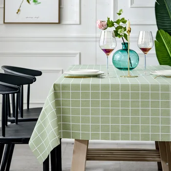 

PVC Plastic rectangular Thicken grid Floral printed Tablecloth Oilcloth Waterproof Oilproof kitchen dining Table colth Cover Mat