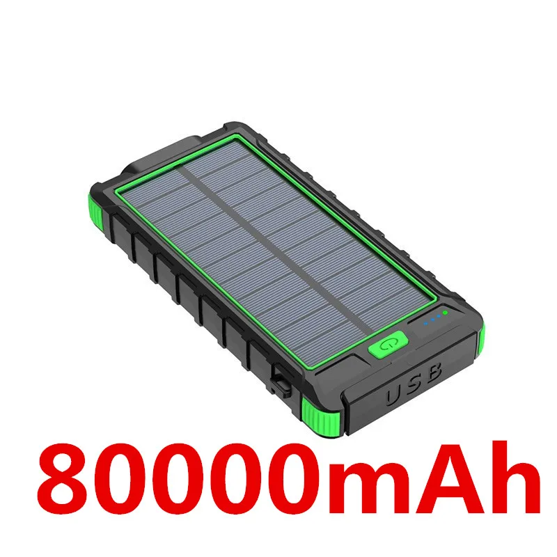 80000mAh solar mobile phone mobile power fast charger portable with LED light USB port external battery for Xiaomi Iphone wireless power bank for iphone Power Bank